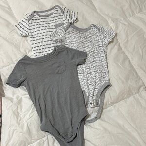 Gray and White Baby Bodysuit Set